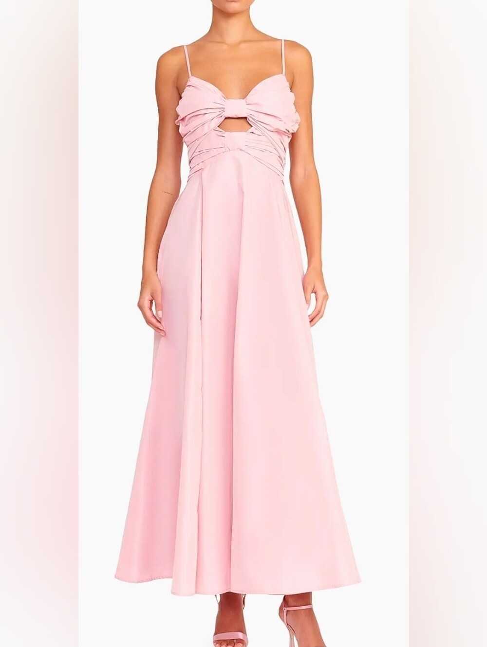 STAUD Dayanara Pink Taffeta Cut-Out Sleeveless Flared Fit & Flare Dress Size 10